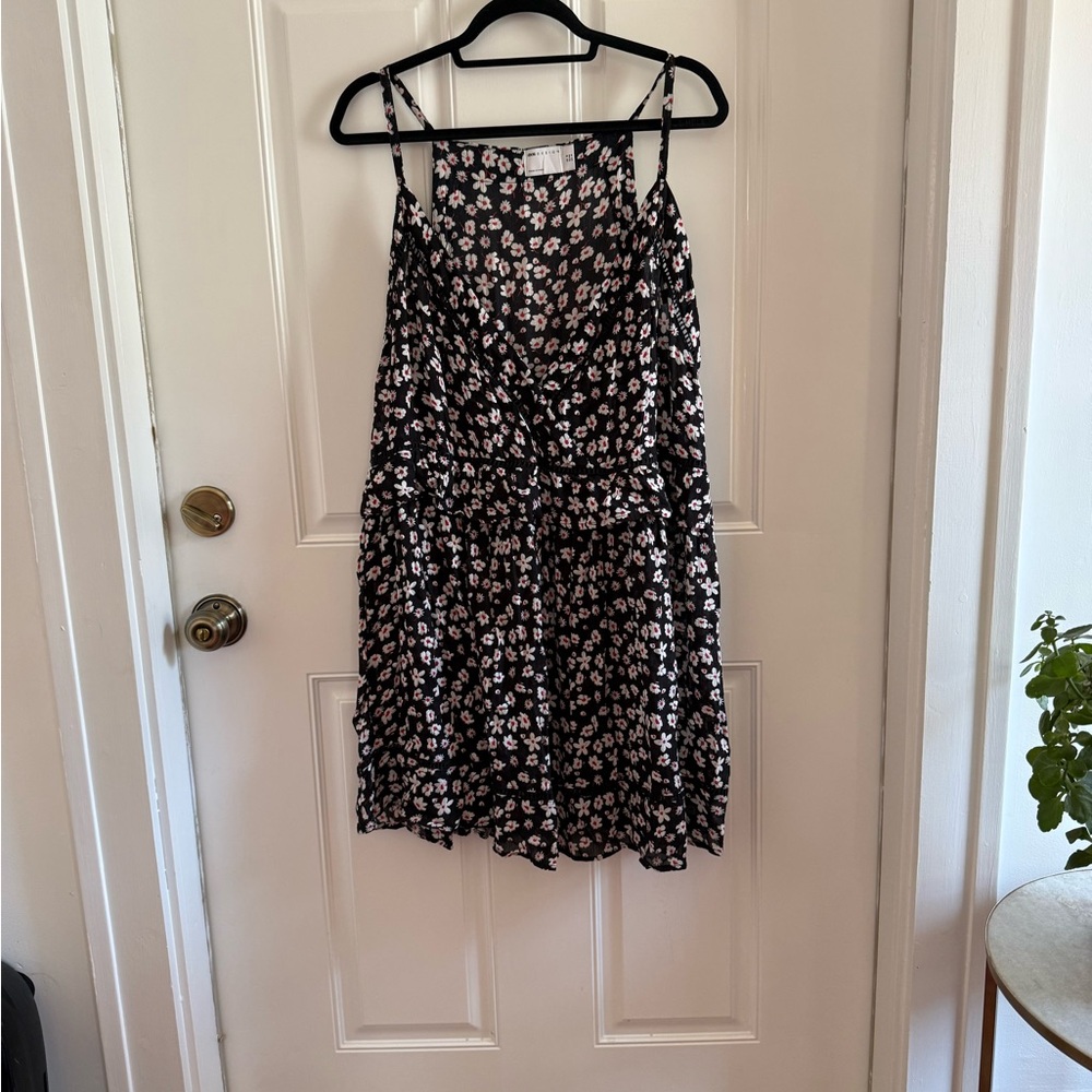 ASOS Black Mini Slip Dress with Pink and White Floral Print